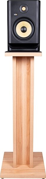 Gator Elite Series Studio Monitor Stand, Maple, 2-Pack, Front In Use