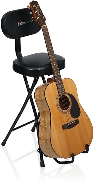 Gator Frameworks Combination Guitar Performance Seat and Single Guitar Stand, New, Main