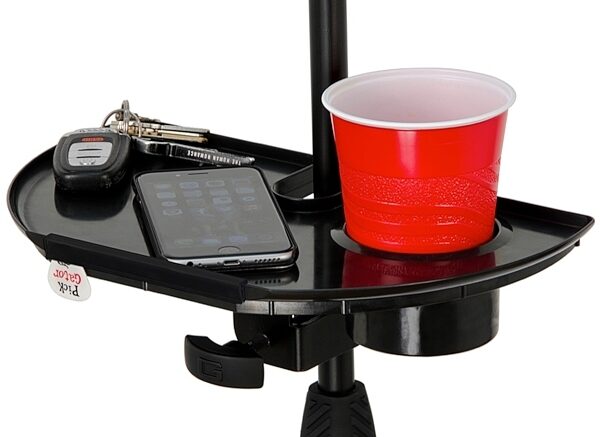 Gator GFW-MICACCTRAY Microphone Stand Accessory Tray with Drink Holder, New, Front