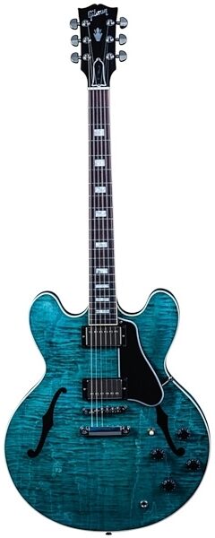 Gibson Memphis LE ES335 AAA Figured Maple Electric Guitar (with Case), Turquoise Gloss, Main