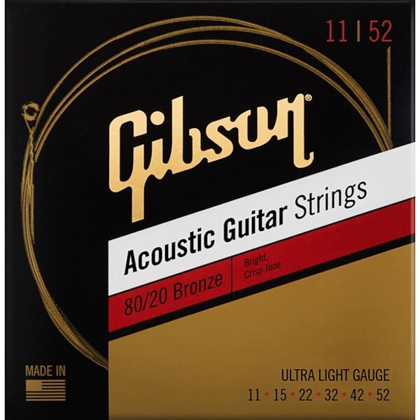 Gibson 80/20 Bronze Acoustic Guitar Strings, SAG-BRW11, Ultra Light, view