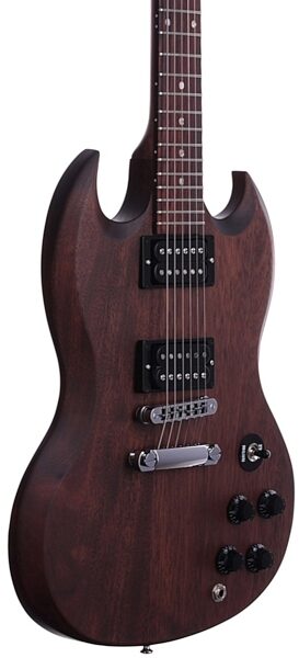Gibson SG Special Plus Electric Guitar (with Gig Bag), Chocolate Satin - Body Angle
