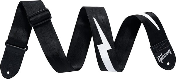 Gibson "The Seatbelt" Guitar Strap, Black, Lightning Bolt, Action Position Front