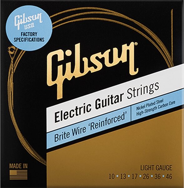 Gibson Brite Wire Reinforced Electric Guitar Strings, Light, Action Position Back