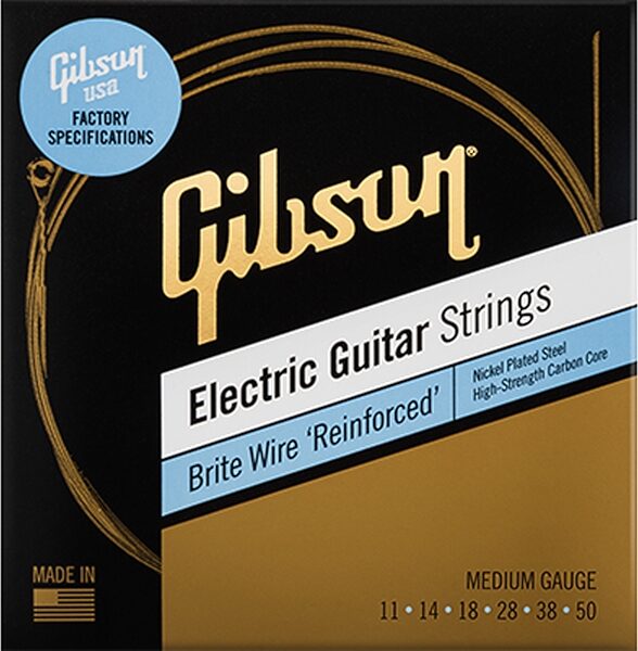 Gibson Brite Wire Reinforced Electric Guitar Strings, Medium, Action Position Back