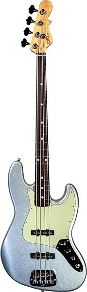 G&L Fullerton Deluxe MFD Jazz Electric Bass, Silver Metallic, Action Position Back