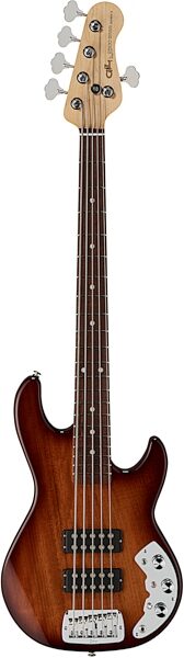 G&L CLF Research L-2500 Series 750 Electric Bass, 5-String (with Gig Bag), Old School Tobacco, Action Position Back