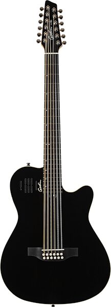 Godin A12 Acoustic-Electric Guitar, 12-String (with Gig Bag), Black, Blemished, Action Position Back