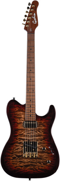 Godin Artisan TC Electric Guitar, Maple Fingerboard (with Case), Whiskey Burst, Action Position Back