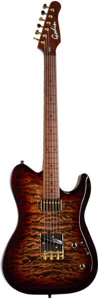 Godin Artisan TC Electric Guitar, Maple Fingerboard (with Case), Whiskey Burst, Action Position Back