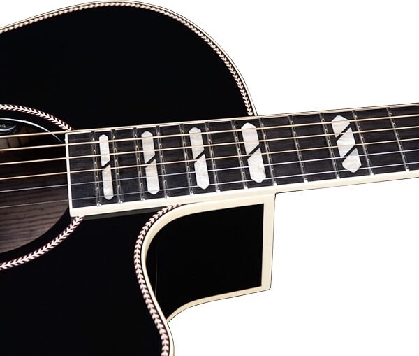 Godin Connaisseur MJ Electric Guitar with Rosewood Fingerboard (with Gig Bag), Black, Action Position Back