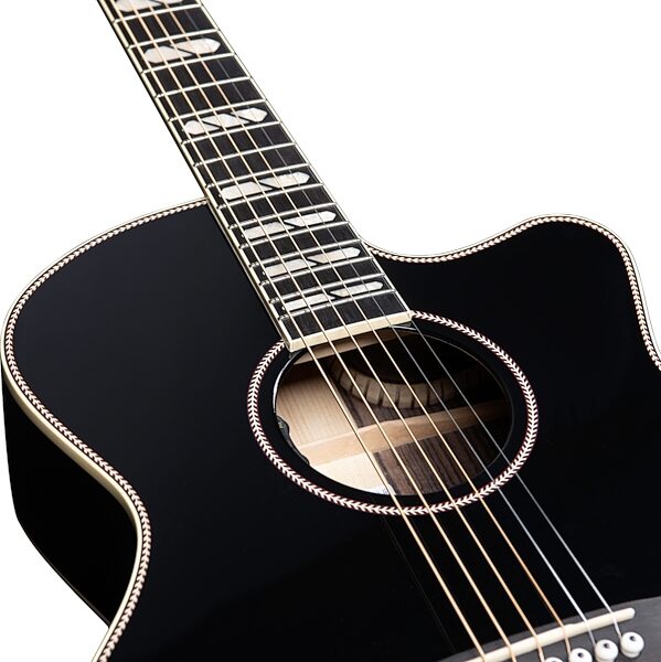 Godin Connaisseur MJ Electric Guitar with Rosewood Fingerboard (with Gig Bag), Black, Action Position Back