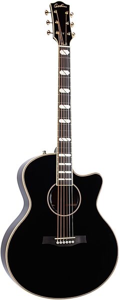 Godin Connaisseur MJ Electric Guitar with Rosewood Fingerboard (with Gig Bag), Black, Action Position Back