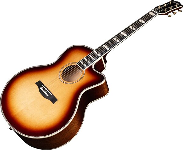 Godin Connaisseur Mini-Jumbo Electric Guitar (with Gig Bag), Sunsetburst, Action Position Back