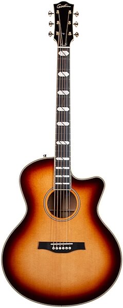 Godin Connaisseur Mini-Jumbo Electric Guitar (with Gig Bag), Sunsetburst, Action Position Back