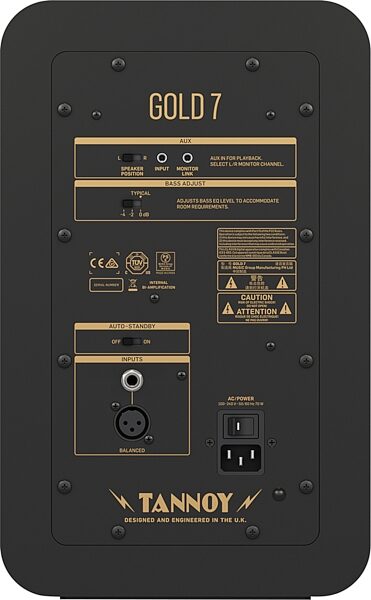 Tannoy Gold 7 Powered Studio Monitor, Action Position Back