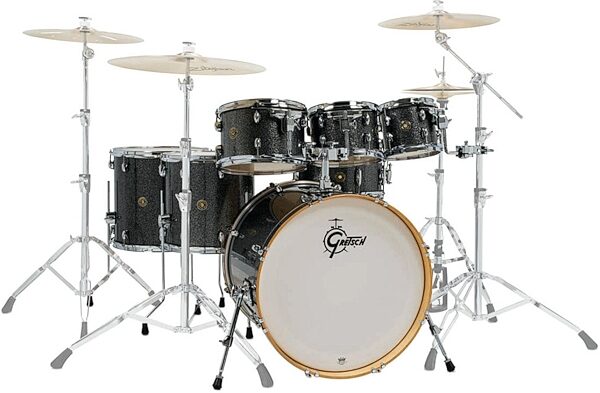 Gretsch CMT-E826P Catalina Maple 6-Piece Drum Shell Kit, Black, with Free 8&quot; Tom, pack