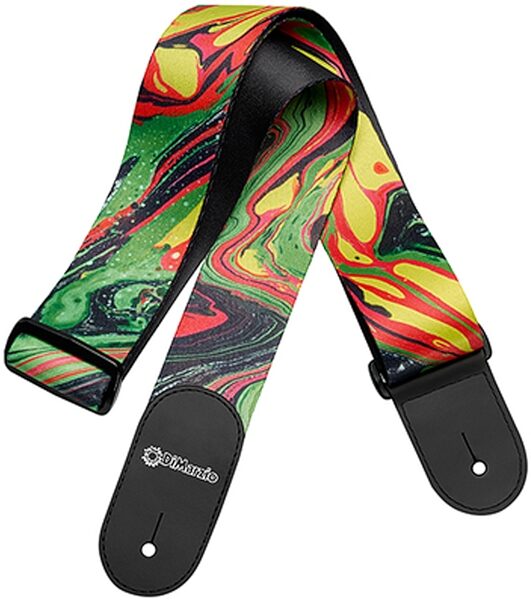 DiMarzio Steve Vai Universe Guitar Strap with Leather Ends, Green, Action Position Back