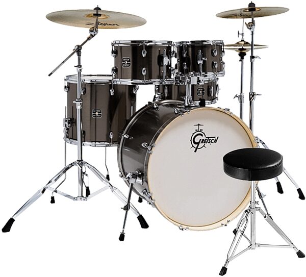 Gretsch GE4E825Z Energy Drum Set, 5-Piece (with Planet Z Cymbals), pack