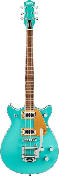 Gretsch G5232T Electromatic Double Jet Electric Guitar, Laurel Fingerboard, Caicos Green, Action Position Back