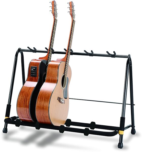 Hercules Multi-Guitar Display Rack, 5-Space, 5-Space, GS525BP-HA205, with Two HA205 Expansion Packs, In Use