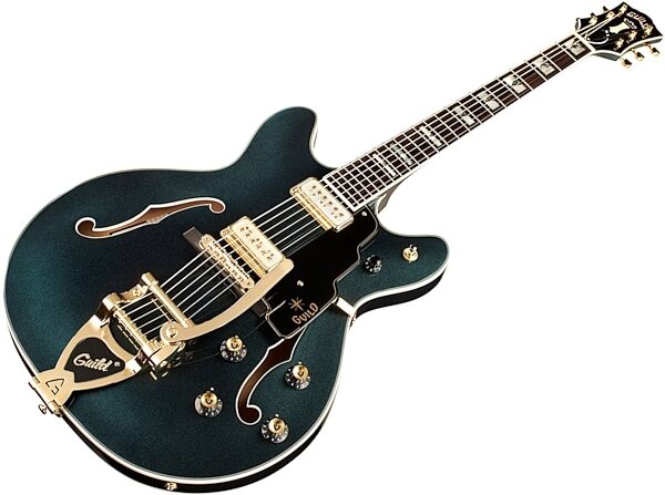 Guild Starfire VI Special Kingswood Electric Guitar (with Case), Green, Action Position Back