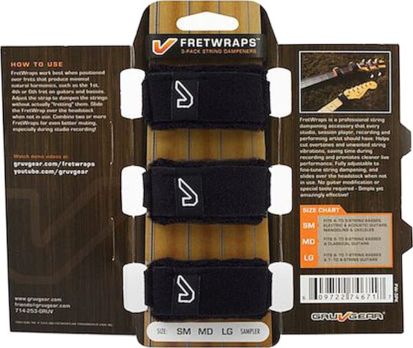 Gruv Gear FretWraps String Muters (3-Pack), Black, Small, Action Position Back