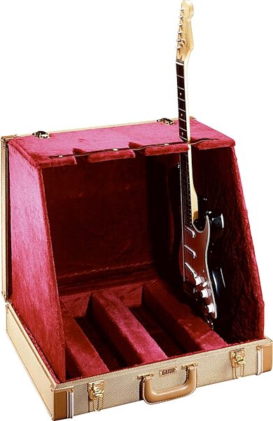 Gator GSTAND3 Hardshell Folding 3-Guitar Stand (Tweed), Main