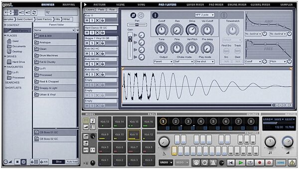 FXpansion Geist Sampling Drum Machine Software, Screenshot - Pad Layer