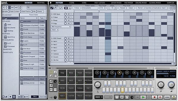 FXpansion Geist Sampling Drum Machine Software, Screenshot - Pattern