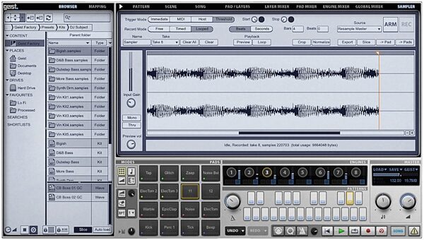 FXpansion Geist Sampling Drum Machine Software, Screenshot - Sampler
