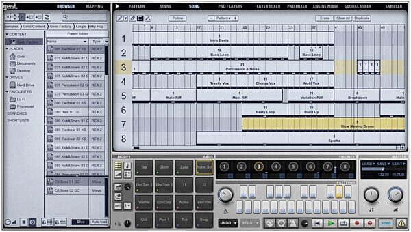 FXpansion Geist Sampling Drum Machine Software, Screenshot - Song
