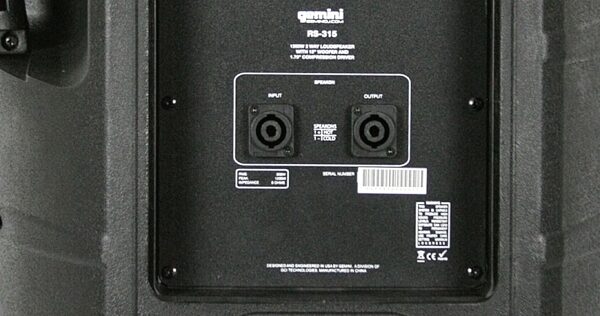 Gemini RS-315 Passive Loudspeaker (1x15"), Rear
