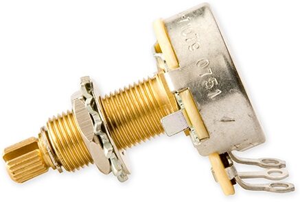 Gibson Linear Taper Potentiometer, 500K Ohm, Long Shaft, Action Position Back