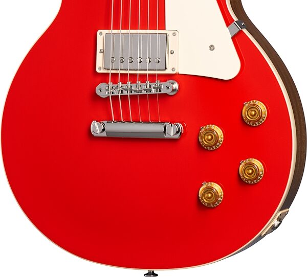 Gibson Les Paul Standard 50s Custom Color Electric Guitar, Plain Top (with Case), Cardinal Red, Main with all components Front