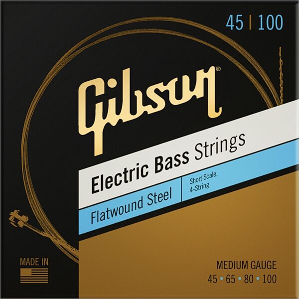 Gibson Flatwound Short Scale Bass Guitar Strings, Medium, Action Position Back