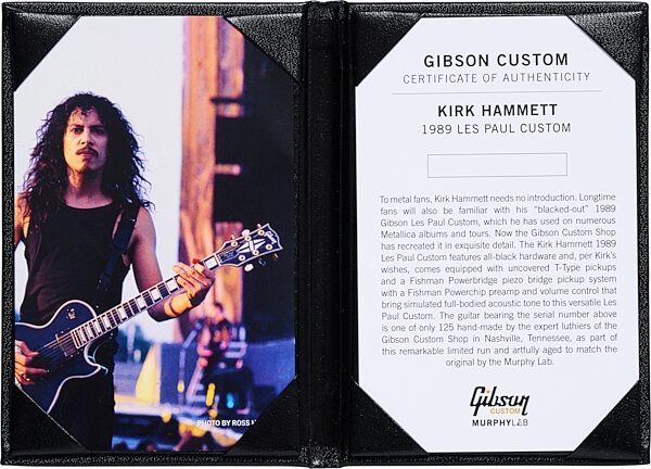 Gibson Custom Kirk Hammett 1989 Les Paul Custom Electric Guitar (with Case), Action Position Back