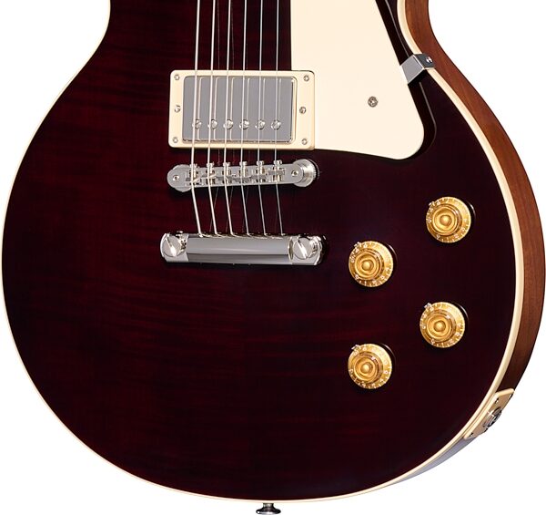 Gibson Les Paul Standard 50s Custom Color Electric Guitar, Figured Top (with Case), Oxblood, Action Position Back