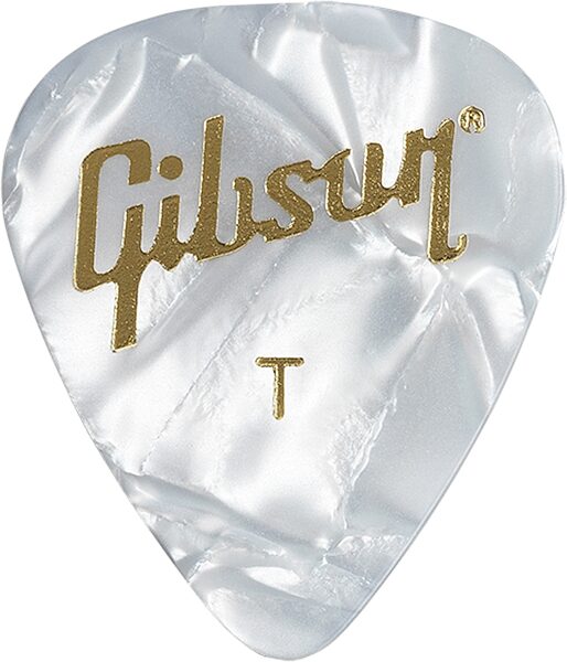 Gibson White Pearloid Picks, White, Thin, 12-pack, Action Position Back