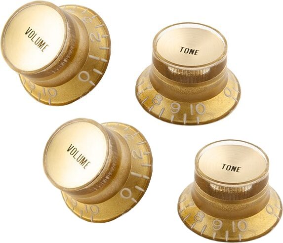 Gibson Top Hat Knobs, Aged Gold (with Gold Insert), 4-Pack, Main