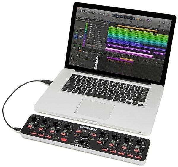 Samson Graphite MF8 USB MIDI Controller, In Use with Laptop