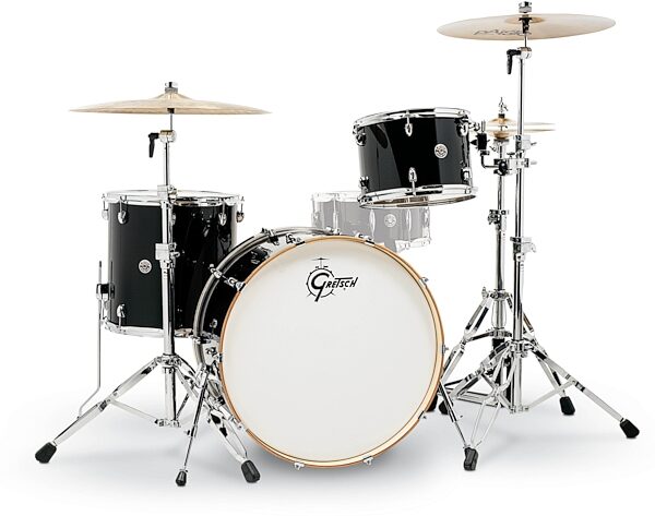 Gretsch CT1R443C Catalina Club Drum Shell Kit, 3-Piece, Black, Action Position Back