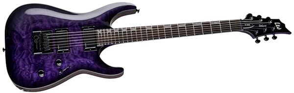 ESP LTD H-1000 EverTune QM Electric Guitar, See Thru Purple Sunburst, Blemished, view
