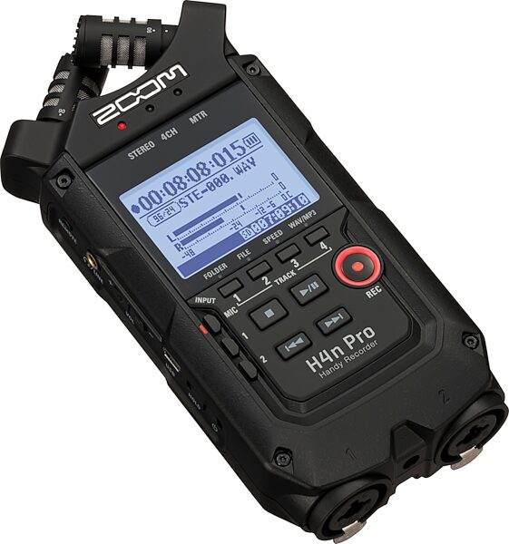 Zoom H4n Pro Portable Handy Recorder, All-Black Edition, Angle