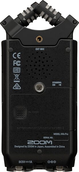 Zoom H4n Pro Portable Handy Recorder, All-Black Edition, Rear