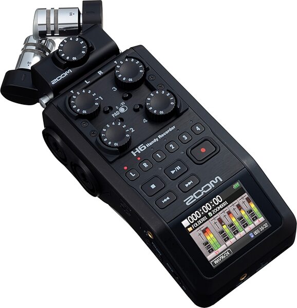 Zoom H6 Portable Digital Recorder, All-Black Edition, Action Position Back