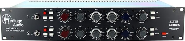 Heritage Audio HA73EQX2 Elite Series 2-Channel Microphone Preamplifier with Equalizer, Warehouse Resealed, Action Position Front