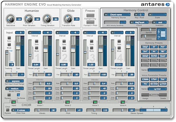 Antares Harmony Engine Evo Vocal Modeling Harmony Generator Software (Mac and Windows), Screenshot