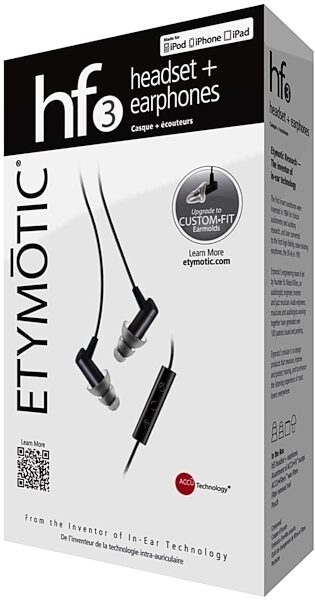 Etymotic Research hf3 Noise-Isolating In-Ear Earphones with 3 Button Microphone Control, ER23