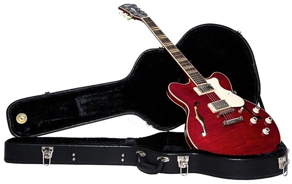 Hofner HCT-VTH Verythin CT Electric Guitar (with Case), Cherry Red with Case